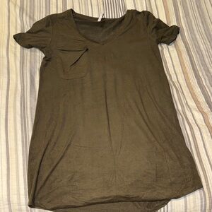 Z Supply Olive V-Neck Short Sleeve dress